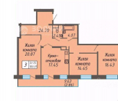 3-комн, 103кв м, этаж 17/18 улица 10-й Пятилетки, 88