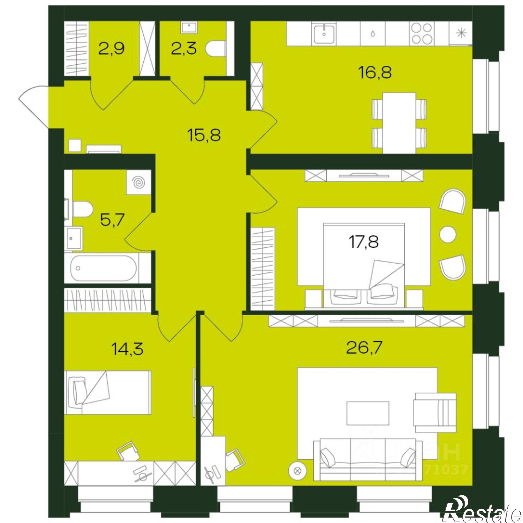Купить квартиру за 15 954 400 рублей на Чебоксары