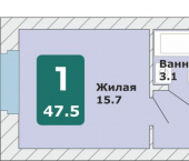1-комн, 47 кв м, этаж 3/9 Чебоксары