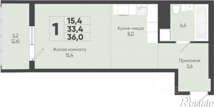 1-комн квартира в новом доме Чебоксары