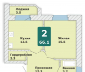 2-комн, 66 кв м, этаж 3/9 Чебоксары