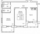 3-комн, 83кв м, этаж 2/12 Чувашская Республика — Чувашия, Чебоксары, Солнечный бульвар, 20