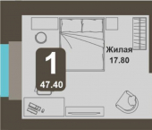 1-комн, 47 кв м, этаж 1/8 Чебоксары, улица И.П. Прокопьева
