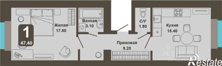 1-комн квартира в новом доме Чебоксары, улица И.П. Прокопьева