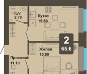 2-комн, 65 кв м, этаж 4/8 Чебоксары, улица И.П. Прокопьева