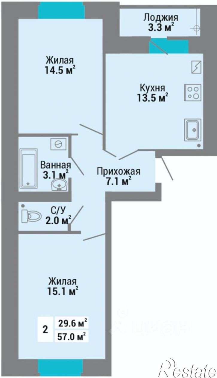 2-комн квартира Чебоксары
