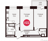 2-комн, 58 кв м, этаж 14/16 Чебоксары, Фруктовая улица, поз1