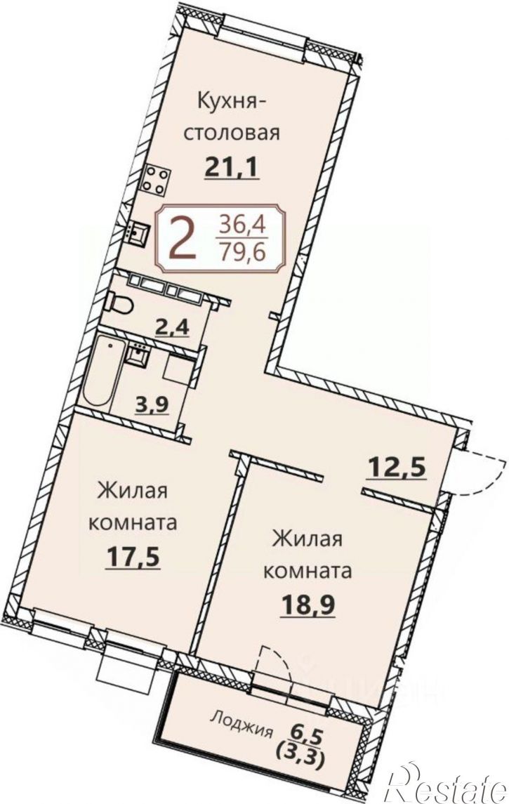 2-комн квартира в новом доме Чебоксары
